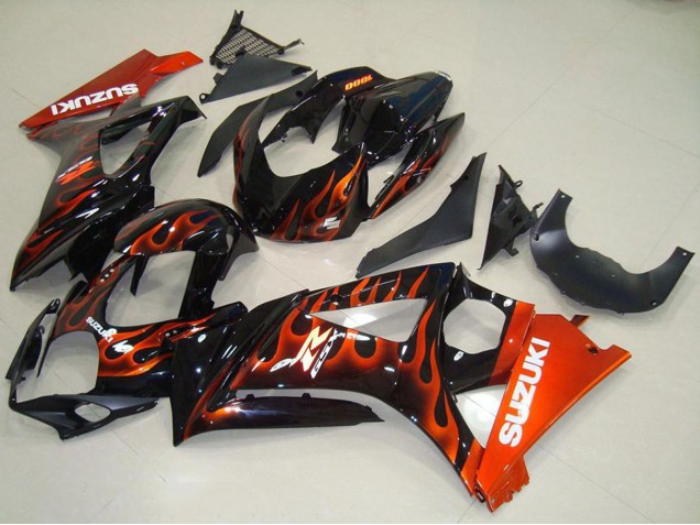 Carene Moto Suzuki GSXR 1000 2007-2008 - Nero Lucido Arancia Fiamma