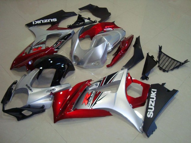 Carene Moto Suzuki GSXR 1000 2007-2008 - Rosso Argento Nero Lucido
