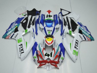 Carene Moto Suzuki GSXR 1000 2009-2016 - Bianco Blu Rosso Giallo Verde Fixi 41