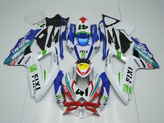 Carene Moto Suzuki GSXR 1000 2009-2016 - Bianco Blu Rosso Giallo Verde Fixi 41