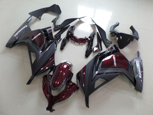 Carene Moto Kawasaki ZX300R 2013-2018 - Rosso Bordeaux Grigio Opaco