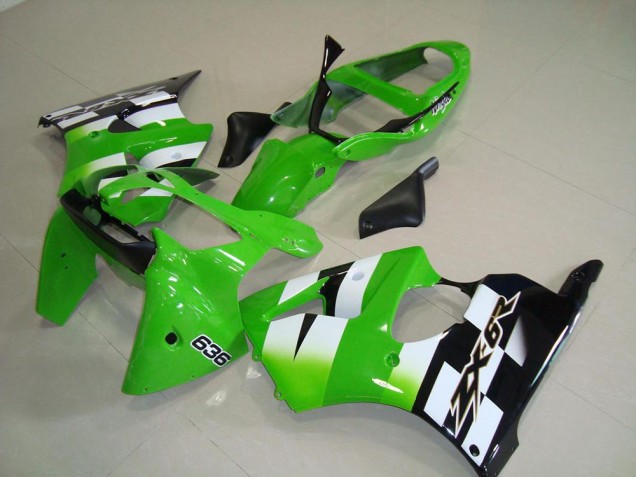 Carene Moto Kawasaki ZX6R 2000-2002 - Verde Bianco Nero 636