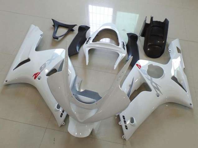 Carene Moto Kawasaki ZX6R 2003-2004 - Bianco Argento Decals