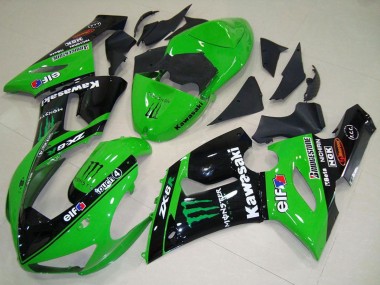 Carene Moto Kawasaki ZX6R 2005-2006 - Verde Nero Lucido Elf Mostro