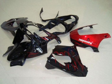 Carena Moto Kawasaki ZX9R 2000-2001 - Nero Lucido Rosso Fiamma