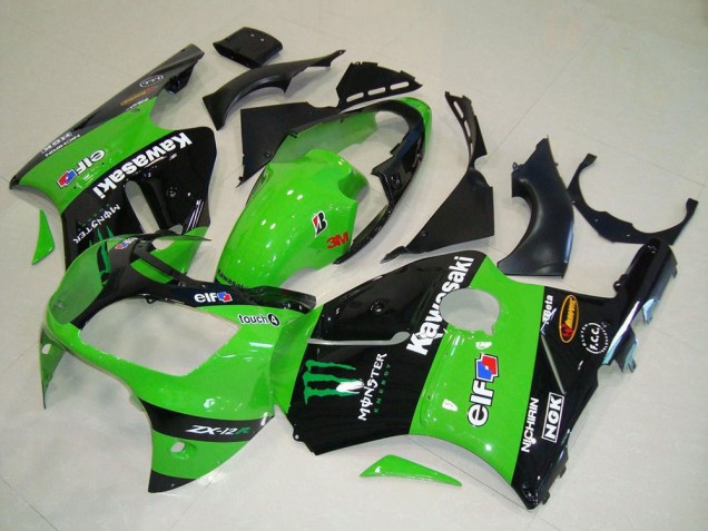 Carene Moto Kawasaki ZX12R 2000-2001 - Verde Nero Lucido Elf Touch4 Mostro