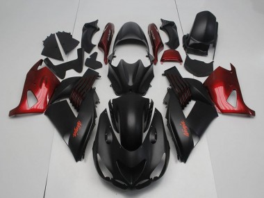 Carene Moto Kawasaki ZX14R ZZR1400 2006-2011 - Nero Opaco Rosso Ninja