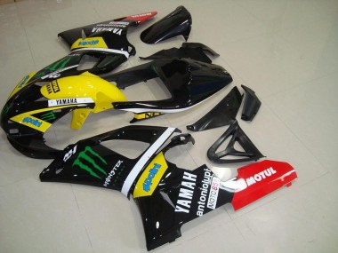 Carene Moto Yamaha YZF R1 2000-2001 - Nero Lucido Giallo Bianco Rosso Mostro Motul