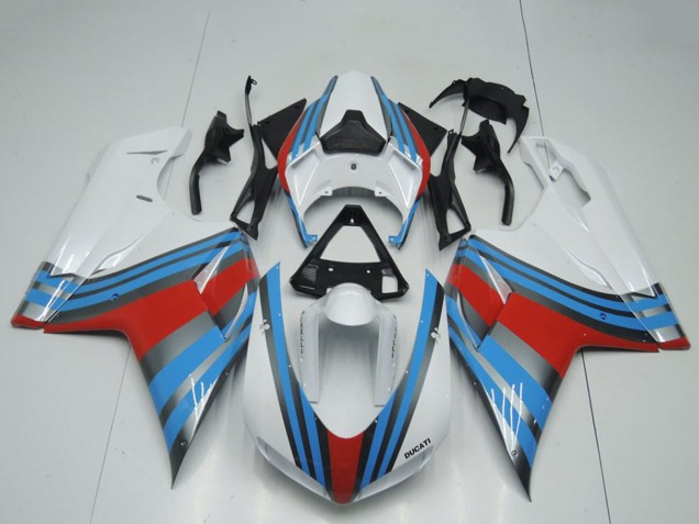 Carene Moto Ducati 848 1098 1198 2007-2014 - Bianco Blu Rosso