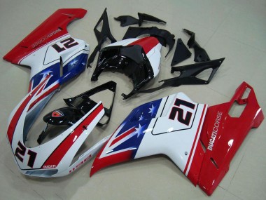 Carene Moto Ducati 1198 2007-2014 - Bianco Rosso Blu Nero Lucido 21