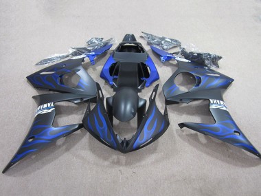 Carene Moto Yamaha YZF R6 2003-2004 - Nero Opaco Blu Fiamma