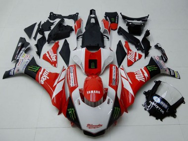 Carene Moto Yamaha YZF R1 2015-2019 - Bianco Rosso Nero Verde Mostro Milwaukee