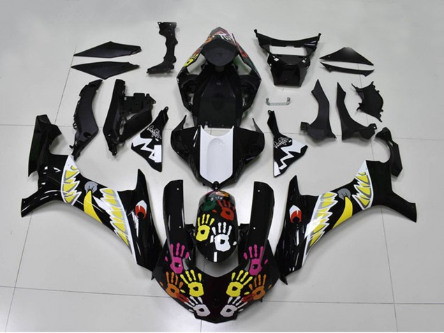 Carene Moto Yamaha YZF R1 2015-2019 - Nero Bianco Giallo Rosa Squalo