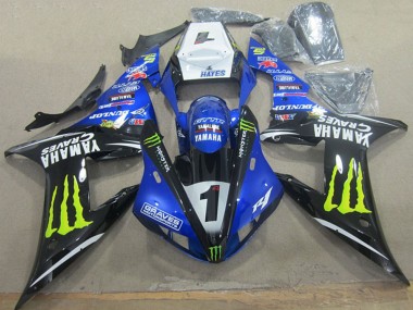 Carene Moto Yamaha YZF R1 2002-2003 - Bianco Blu Nero Neon Giallo Mostro Graves 1