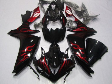 Carena Moto Yamaha YZF R1 2007-2008 - Nero Lucido Rosso Fiamma