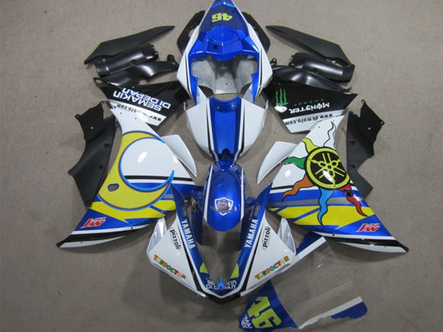 Carene Moto Yamaha YZF R1 2012-2014 - Bianco Blu Giallo Nero Pizzoli Semakin Didepan Mostro