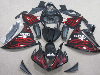 Carene Moto Yamaha YZF R1 2012-2014 - Nero Lucido Rosso Fiamma