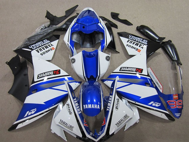 Carene Moto Yamaha YZF R1 2012-2014 - Bianco Blu Nero Pizzoli ENEOS Yamalube Semakin Didepan