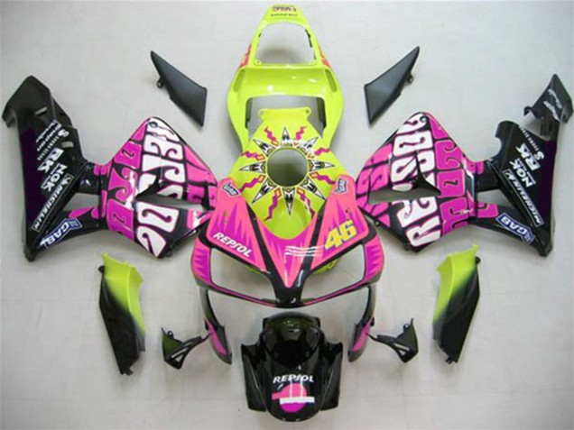 Carene Moto Honda CBR600RR 2003-2004 - Giallo Rosa Nero Lucido Valentino Rossi