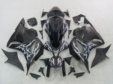 Carene Moto Honda CBR600RR 2007-2008 - Nero Opaco Argento Fiamma