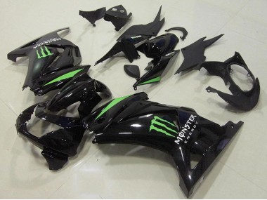 Carene Moto Kawasaki ZX250R 2008-2012 - Nero Lucido Verde Mostro Energy