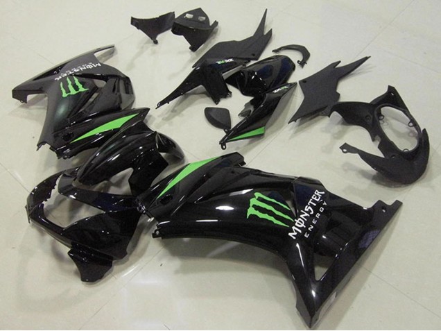 Carene Moto Kawasaki ZX250R 2008-2012 - Nero Lucido Verde Mostro Energy