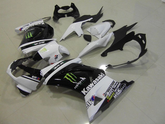 Carene Moto Kawasaki ZX250R 2008-2012 - Bianco Nero Lucido Verde Elf Mostro