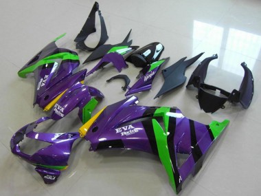 Carene Moto Kawasaki ZX250R 2008-2012 - Viola Verde Giallo Nero EVA Corsa