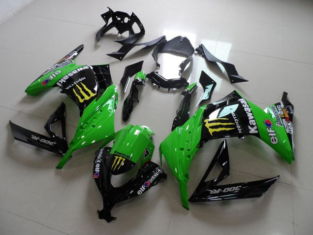 Carene Moto Kawasaki ZX300R 2013-2018 - Verde Nero Lucido Giallo Elf Touch4 Mostro