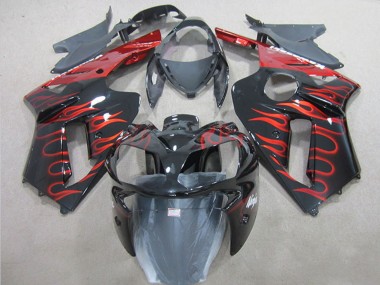 Carena Moto Kawasaki ZX6R 2007-2008 - Nero Rosso Fiamma