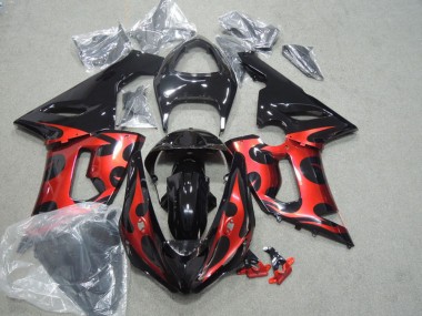Carene Moto Kawasaki ZX6R 2005-2006 - Nero Lucido Rosso