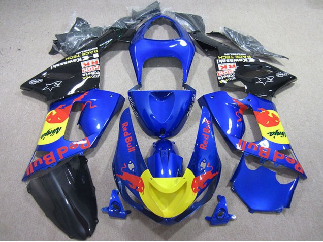 Carene Moto Kawasaki ZX6R 2005-2006 - Blu Giallo Nero Red Bull