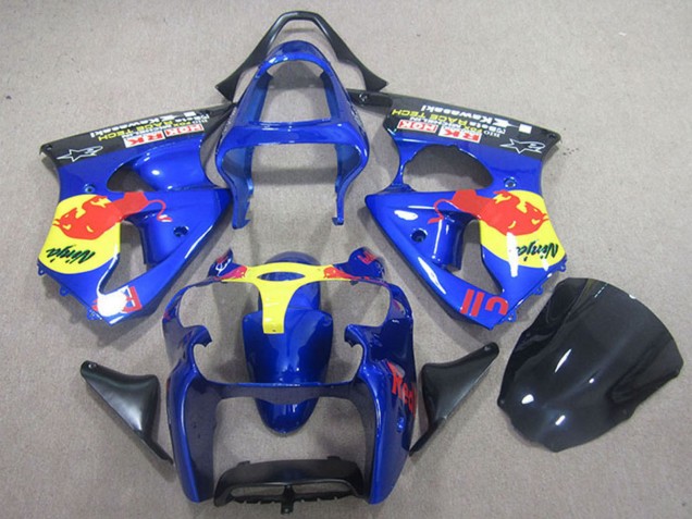 Carene Moto Kawasaki ZX6R 2000-2002 - Blu Giallo Red Bull