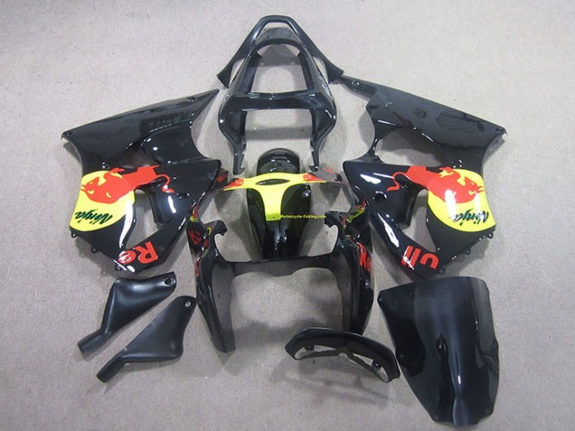 Carena Moto Kawasaki ZX6R 2000-2002 - Nero Lucido Giallo Red Bull