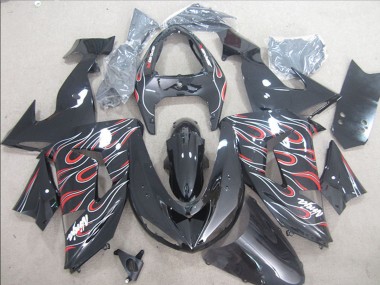 Carene Moto Kawasaki ZX10R 2006-2007 - Nero Lucido Rosso Bianco Fiamma