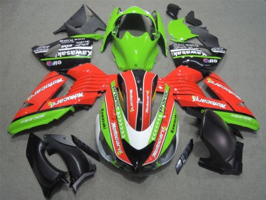 Carene Moto Kawasaki ZX14R ZZR1400 2006-2011 - Verde Rosso Bianco Nero Elf Motocard