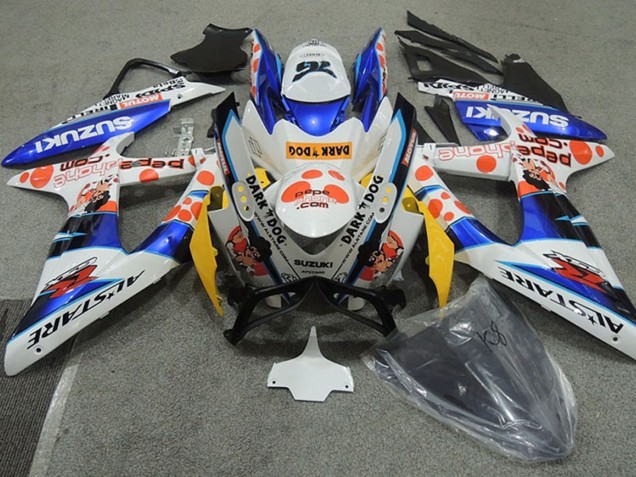Carene Moto Suzuki GSXR 600 2008-2010 - Bianco Blu Arancia Alstare Dark Dog