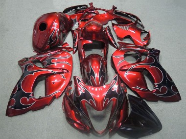 Carene Moto Suzuki GSXR 1300 Hayabusa 1996-2007 - Rosso Argento Nero Fiamma