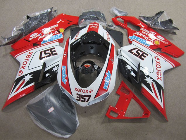 Carene Moto Ducati 1098 2007-2014 - Bianco Rosso Nero Xerox 357