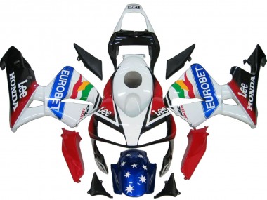 Kit Carene Moto ABS Honda CBR600RR 2003-2004 - Bianco Rosso Blu Nero Lucido EuroBet