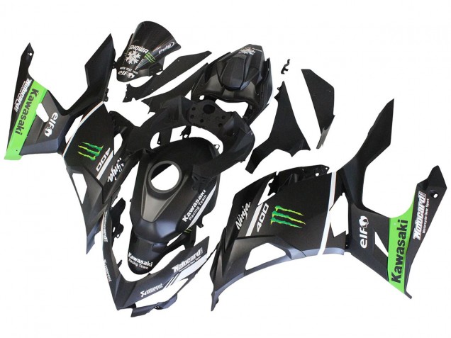 Carene Moto Kawasaki EX400 2018-2024 - Nero Opaco Verde Mostro Showr Nevicare