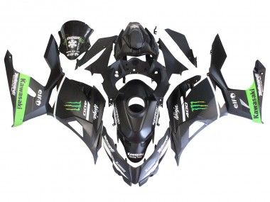 Carene Moto Kawasaki EX400 2018-2024 - Nero Opaco Verde Mostro Showr Nevicare