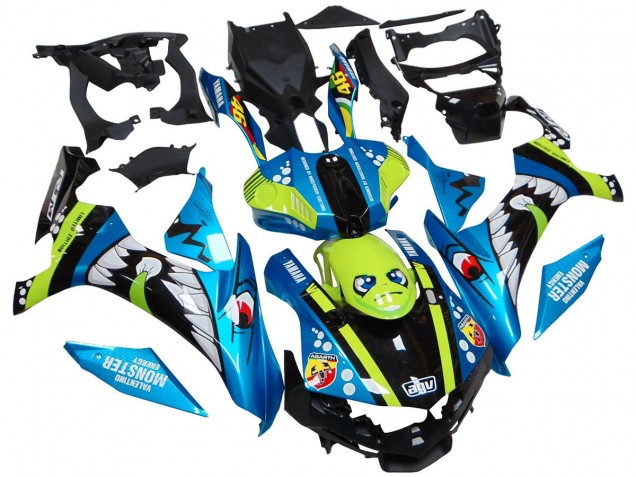 Carene Moto Yamaha YZF R1 2015-2019 - Blu Verde Nero Squalo