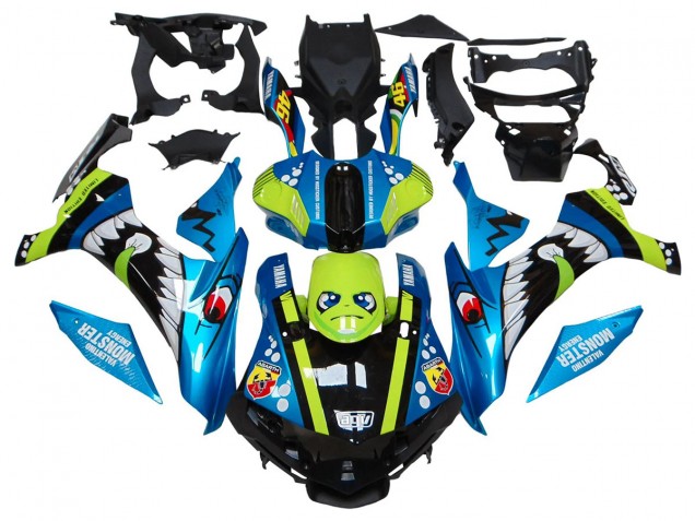 Carene Moto Yamaha YZF R1 2015-2019 - Blu Verde Nero Squalo