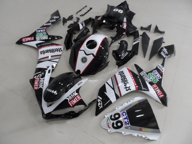 Nero Bianco Adesivos Packs Carene R1 2007-2008 Nero Bianco Adesivos Packs Carene R1 2007-2008