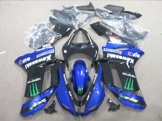 Nero Blu Verde Monster ABS Plastica & Carene ZX6R 2007-2008 Nero Blu Verde Monster ABS Plastica & Carene ZX6R 2007-2008