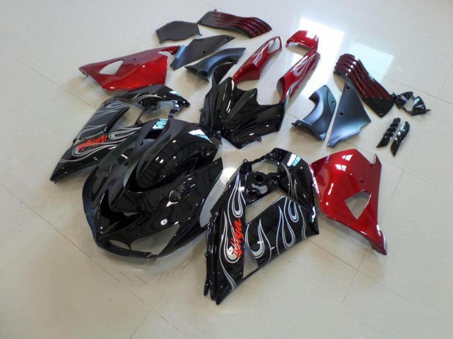 Nero Nd Rosso Argento Fiamma Carene ZX14R ZZR 1400 2006-2011 Nero Nd Rosso Argento Fiamma Carene ZX14R ZZR 1400 2006-2011