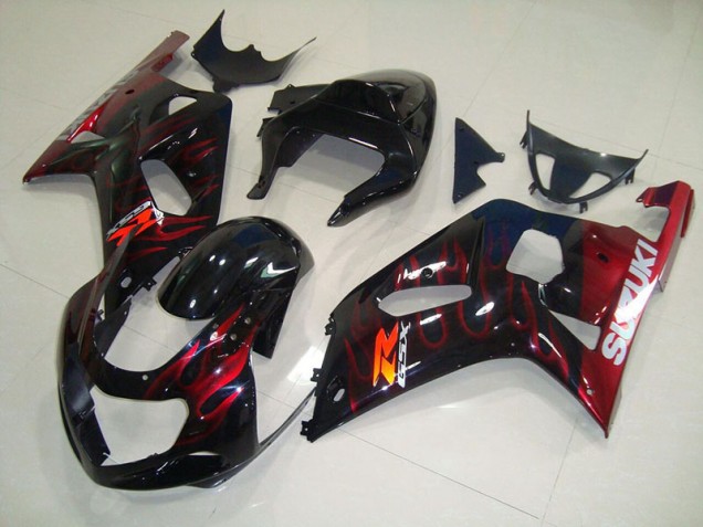 Nero Rosso Fiamma Carene GSXR 750 K1 K2 K3 2001-2003 Nero Rosso Fiamma Carene GSXR 750 K1 K2 K3 2001-2003