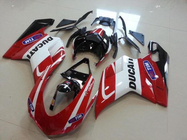 Rosso Bianco Kit Carenatura Iniezione Ducati 848 1098 1198 2007-2014 Rosso Bianco Kit Carenatura Iniezione Ducati 848 1098 1198 2007-2014