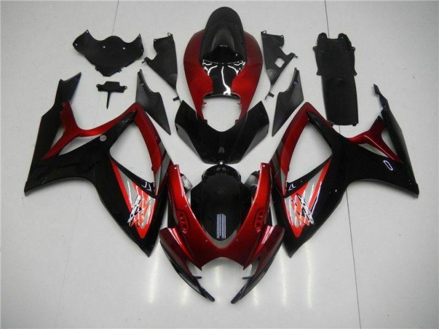 Rosso Nero Kit Carenatura Iniezione GSXR 600 / 750 K6 2006-2007 Rosso Nero Kit Carenatura Iniezione GSXR 600 / 750 K6 2006-2007